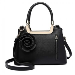 Miss Lulu PU Leather Rose Hanging Ornament Handbag LG1847 BK