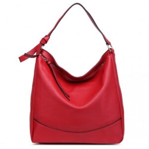 Miss Lulu Midium Size Miss Lulu Leather Look Slouch Hobo Shoulder Tote Bag Red S1761 RD