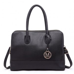 Miss Lulu Textured PU Leather Medium Size Classic Tote Bag Shoulder Bag LT1726 BK