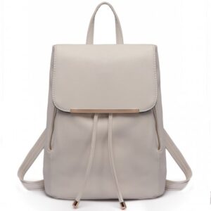 Miss Lulu Faux Leather Stylish Fashion Backpack E1669 L GY