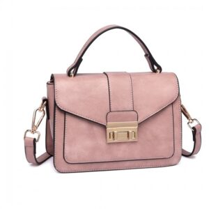 Miss Lulu Leather Look Midi Handbag LB2033 PK