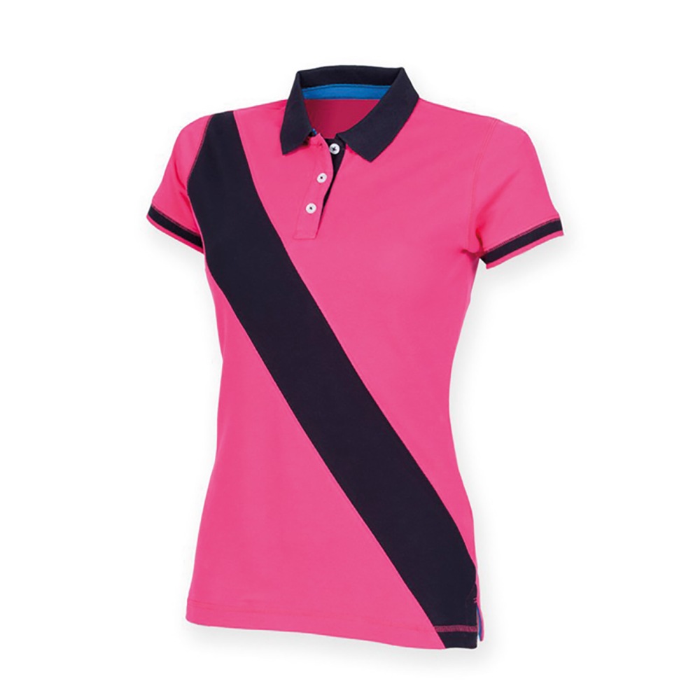 Front Row Women's diagonal stripe piqué polo shirt - tag-free FR213