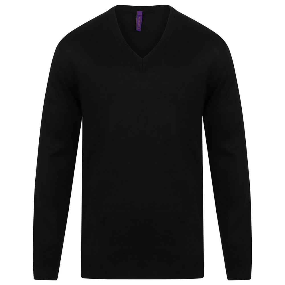 Henbury Cashmere touch acrylic v-neck jumper HB760