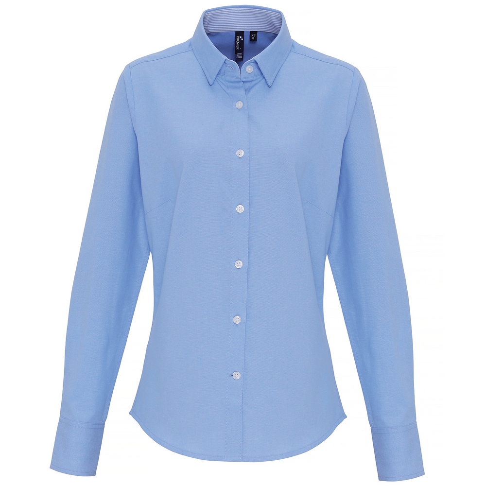 Premier Women's cotton-rich Oxford stripes blouse PR338