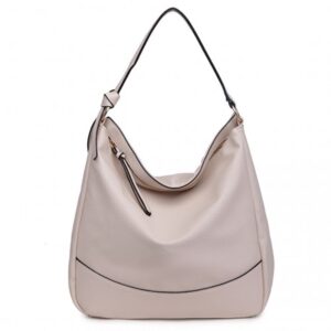 Miss Lulu Midium Size Miss Lulu Leather Look Slouch Hobo Shoulder Tote Bag Beige S1761 BG