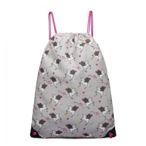 Miss Lulu Unicorn Print Drawstring Backpack E1406-UN GY