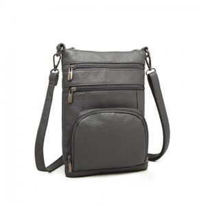 Miss Lulu Multi Pocket Leather Look RFID-Blocking Cross Body Bag LB6927 GY