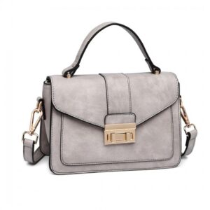 Miss Lulu Leather Look Midi Handbag LB2033 GY