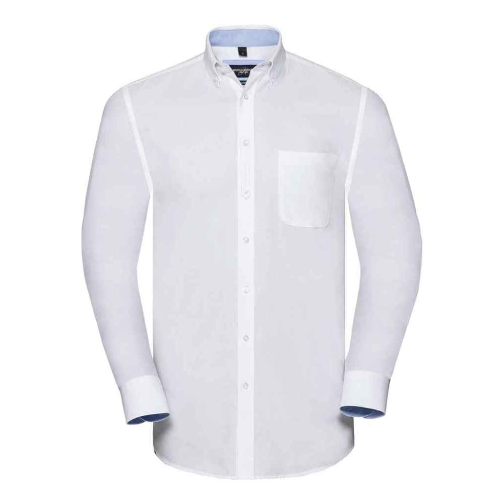 Russell Collection Tailored Long Sleeve Washed Oxford Shirt 920M