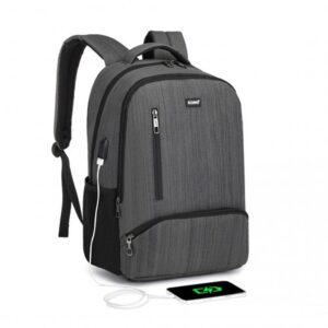 Kono Multi Compartment Backpack With USB Connectivity E1978 GY