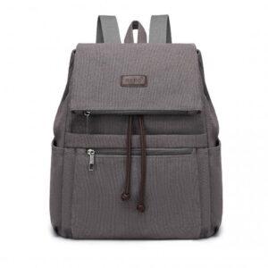 Kono Canvas Clamshell Drawstring School Backpack EB2233 GY