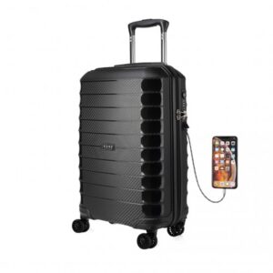 Kono Cabin Size Classic Collection Polypropylene Luggage With Charging Interface K2093L BK 20