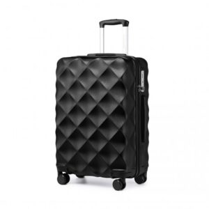 Miss Lulu British Traveller 24 Inch Ultralight ABS And Polycarbonate Bumpy Diamond Suitcase With TSA Lock K2395L BK 24