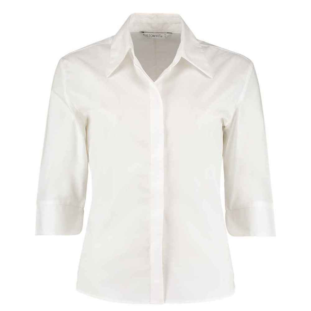 Kustom Kit Ladies 3/4 Sleeve Tailored Continental Shirt K715