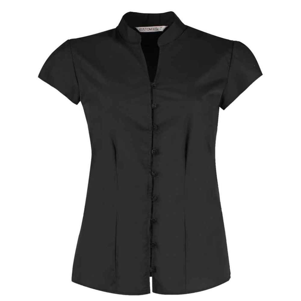 Kustom Kit Ladies Cap Sleeve V Neck Tailored Continental Blouse K727