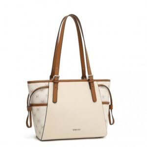 Miss Lulu Elegant Tote Bag With Monogram Pattern LG2322 BG/BN