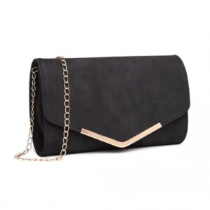 Miss Lulu Leather Look Envelope Clutch Bag LH1756 BK