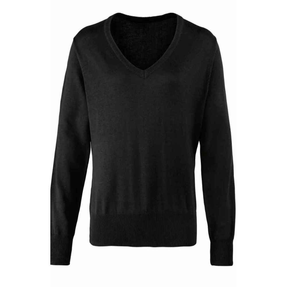 Premier Ladies Knitted Cotton Acrylic V Neck Sweater PR696