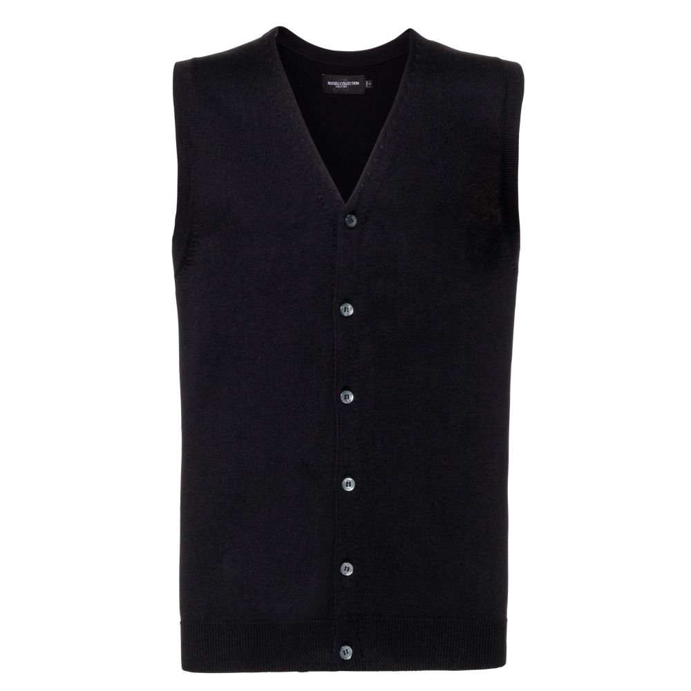 Russell Collection Men's V-Neck Sleeveless Knitted Cardigan R719M