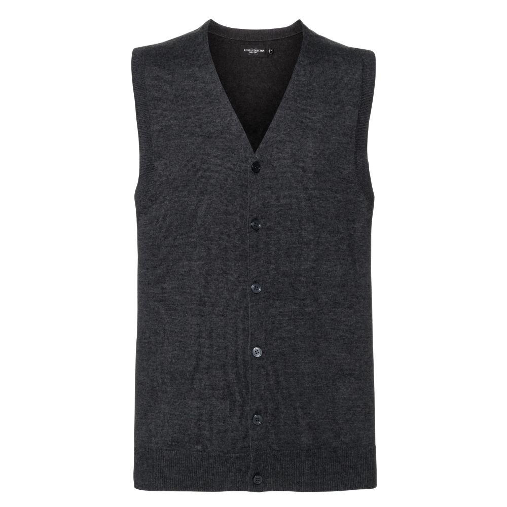 Russell Collection Men's V-Neck Sleeveless Knitted Cardigan R719M