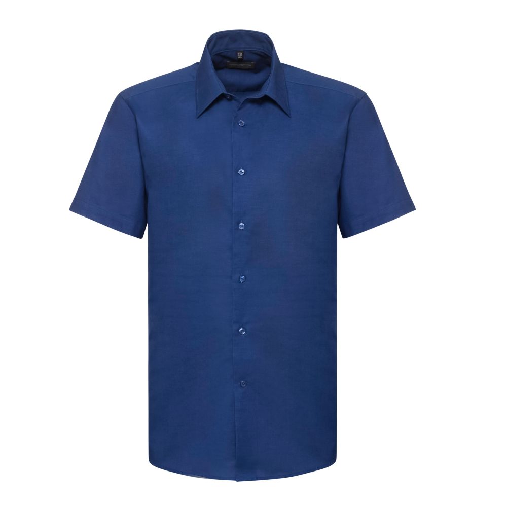 Russell Collection Men's Short Sleeve Tailored Oxford Shirt 923M