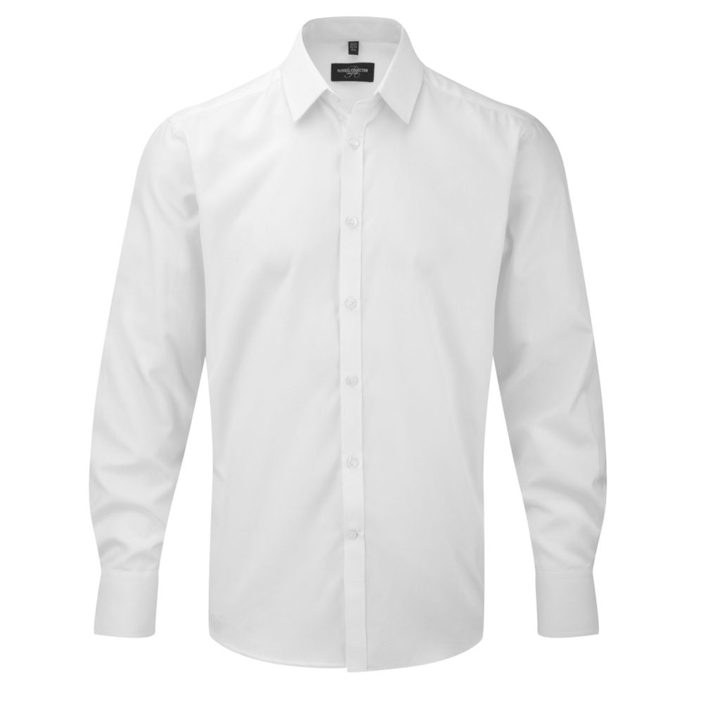 Russell Collection Men's Long Sleeve Tailored Herringbone Shirt 962M
