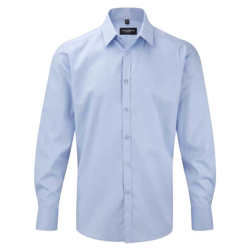 Russell Collection Men's Long Sleeve Tailored Herringbone Shirt 962M
