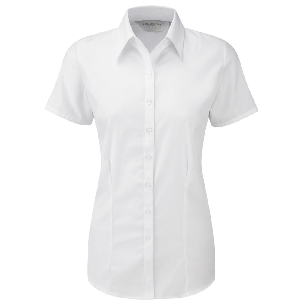Russell Collection Ladies' Short Sleeve Tailored Herringbone Shirt 963F