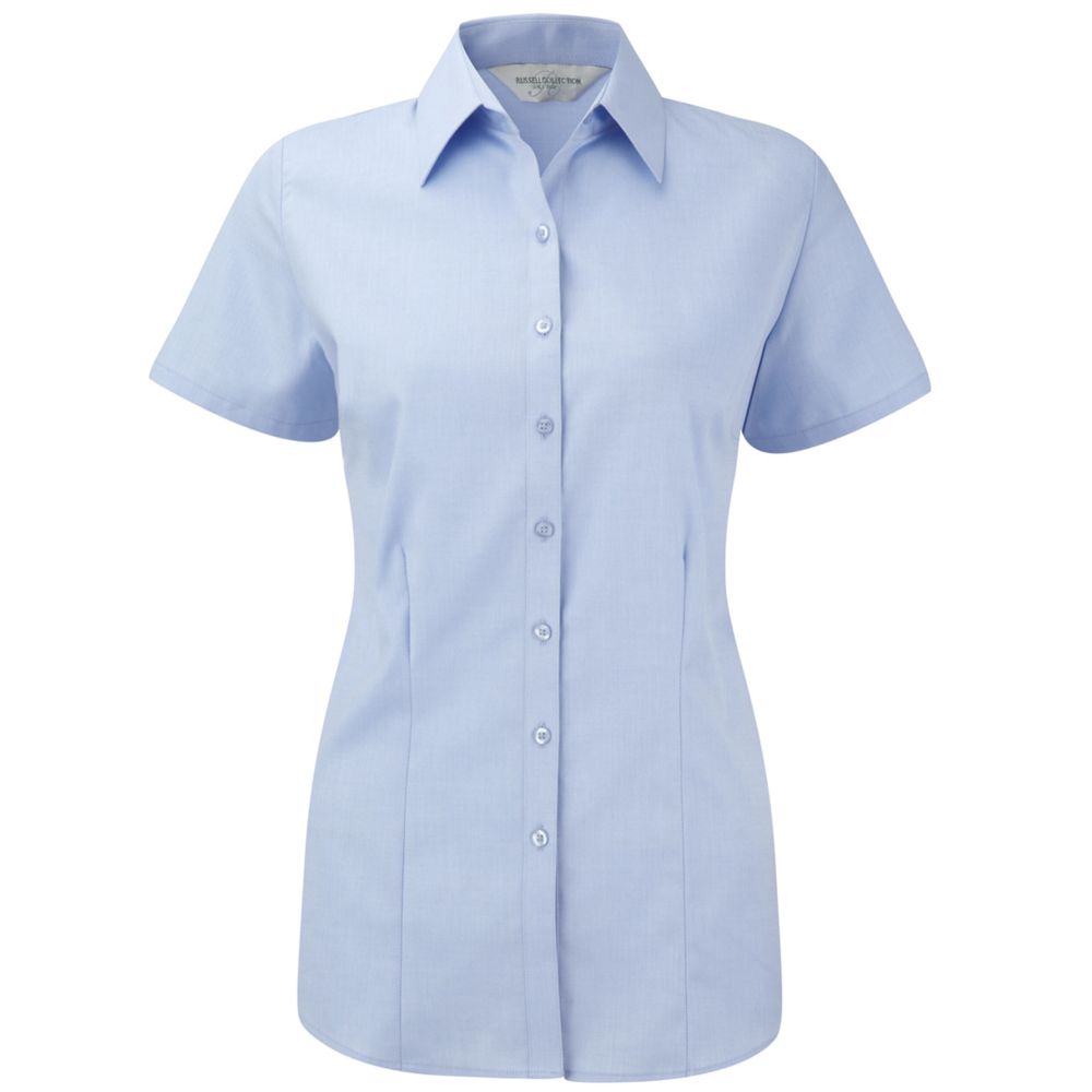 Russell Collection Ladies' Short Sleeve Tailored Herringbone Shirt 963F