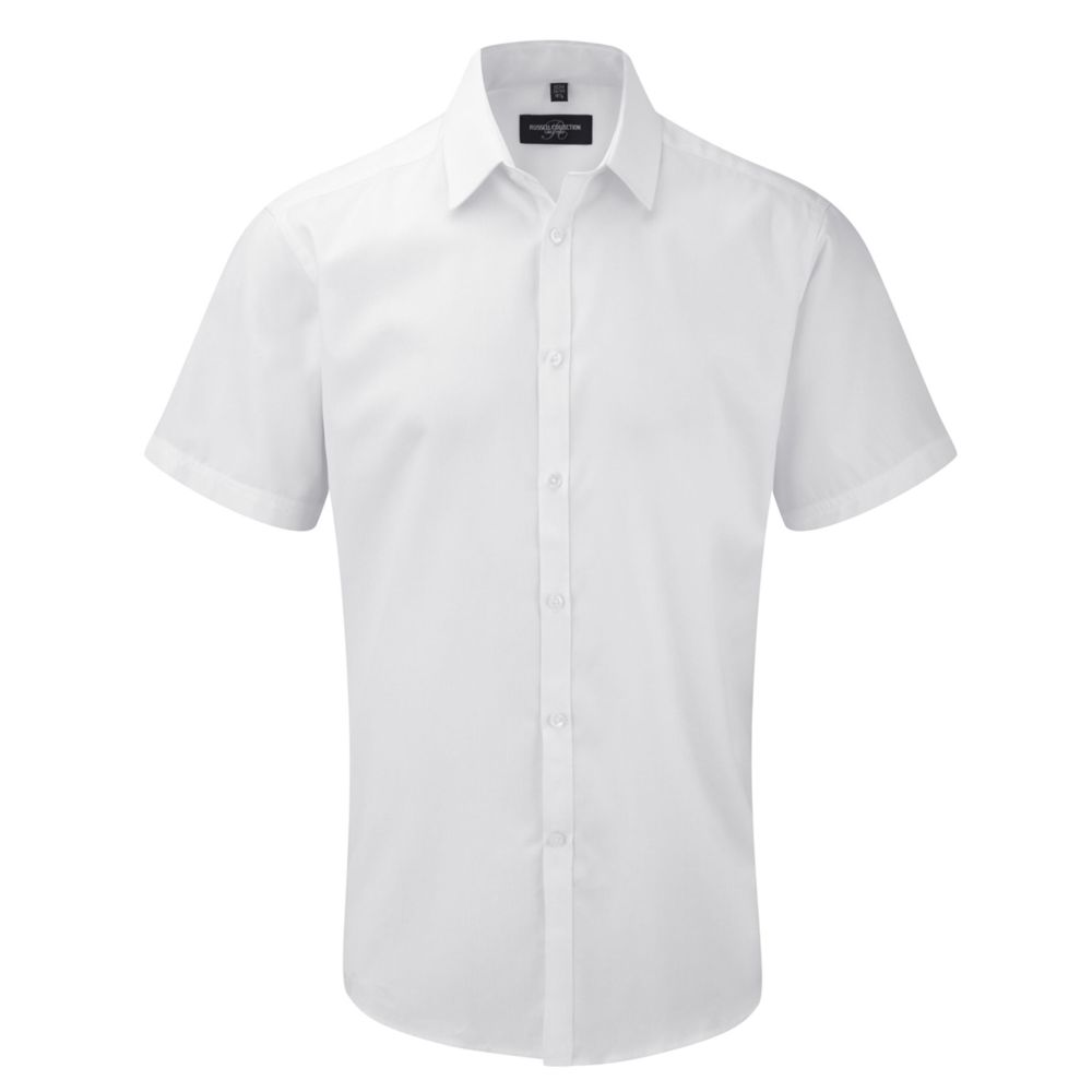 Russell Collection Men's Short Sleeve Tailored Herringbone Shirt 963M