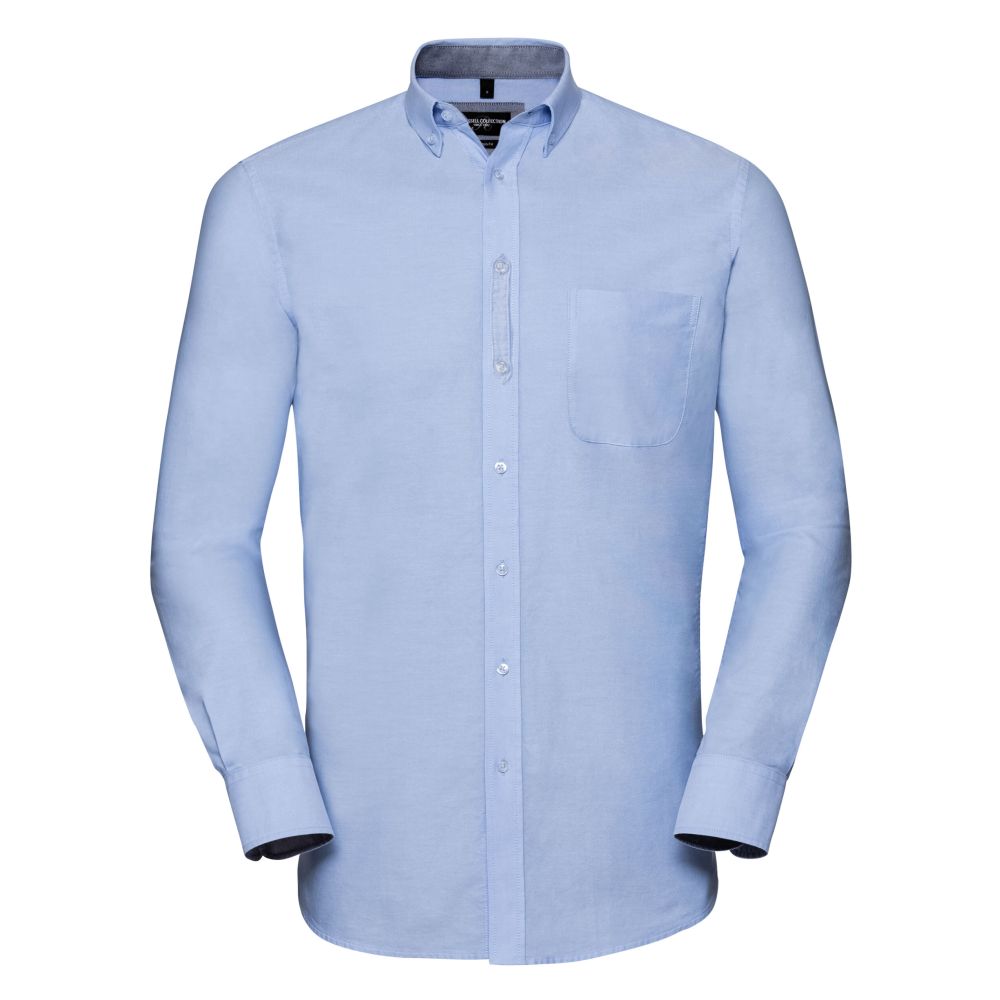 Russell Collection Men's Long Sleeve Tailored Washed Oxford Shirt R920M