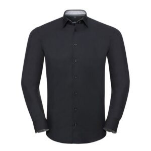 Russell Collection Men's Long Sleeve Tailored Contrast Ultimate Stretch Shirt  R966M