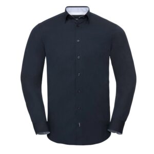 Russell Collection Men's Long Sleeve Tailored Contrast Ultimate Stretch Shirt  R966M