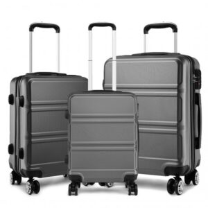 Kono ABS Sculpted Horizontal Design 3 Piece Suitcase Set K1871-1L GY 20/24/28