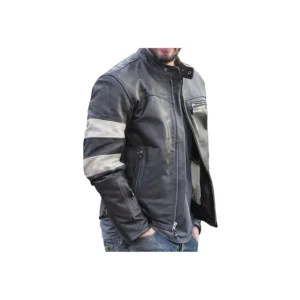 Mens Keanu Reeves Black Retro Motorcycle Genuine Lambskin Leather Biker Jacket
