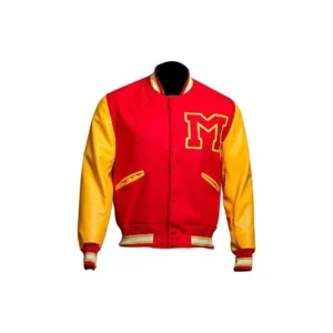 MJ Thriller Jacket "M" Logo Red & Yellow Varsity Baseball Bomber Letterman Jacket