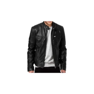 Mens Motorcycle Leather Racer Genuine Lambskin Leather Biker Jacket