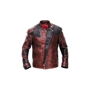 Mens Galaxy Star Chris Pratt Lord Distressed Maroon Guardians Peter Quill Jacket